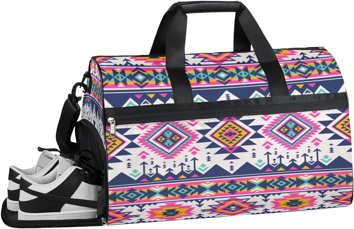 Prints Resistant Sports Gym Bag for Women Men Travel Duffel bag with Wet Pocket & Shoes Compartment Waterproof Weekender Bag 19.7"x9.9"x13"