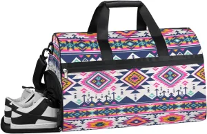 Prints Resistant Sports Gym Bag for Women Men Travel Duffel bag with Wet Pocket & Shoes Compartment Waterproof Weekender Bag 19.7"x9.9"x13"
