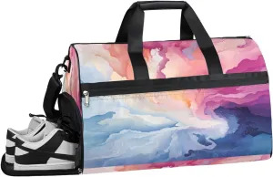 QsirBC Abstraction Art Theme Gym Bag for Women Duffle Tote with Shoes Compartment Men Weekender Duffel for Travel Swimming Sports Overnight