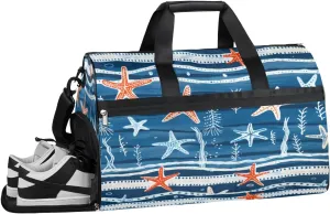 QsirBC Animal Sea Stars Theme Gym Bag for Women Duffle Tote with Shoes Compartment Men Weekender Duffel for Travel Swimming Sports Overnight