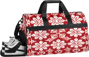 QsirBC Art The Christmas Style Gym Bag for Women Duffle Tote with Shoes Compartment Men Weekender Duffel For Travel Sports Swimming Overnight