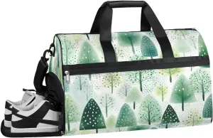 QsirBC Christmas Tree Art Pattern Gym Bag for Women Duffle Tote with Shoes Compartment Men Weekender Duffel For Travel Sports Swimming Overnight