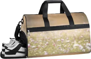QsirBC Floral Style Spring Gym Bag for Women Duffle Tote with Shoes Compartment Men Weekender Duffel For Travel Sports Swimming Overnight
