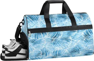 QsirBC Shells Lines Style Gym Bag for Women Duffle Tote with Shoes Compartment Men Weekender Duffel For Travel Sports Swimming Overnight