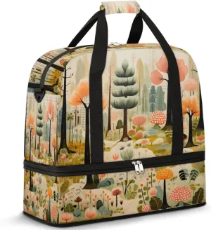 QsirBC Trees Plants Gym Bag for Women Duffle Tote with Shoes Compartment Men Weekender Duffel for Dance Travel Sports Swimming Overnight