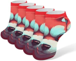 Red Dog Ankle Socks Soft Breathable No Show Socks Comfortable Cotton Low Cut Casual Socks for Women Men 5 Pairs