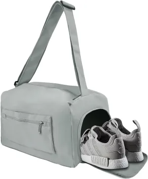 ReignSword Gym Bag with Shoes Compartment, Waterproof Travel Sports Duffle Bag, Weekender Overnight Carry on Duffel Bag for Women (Grey), Grey