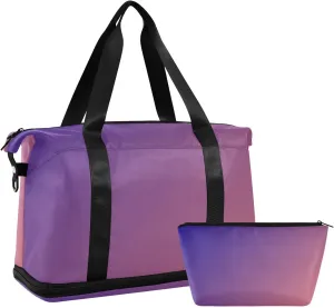 Salmon Blue Weekender Bags for Women Travel Duffel Bags with Shoe Compartment Overnight Bag Carry on Sports Duffel Bag with Toiletry Bag for Travel/Business/Gift Salmon Blue