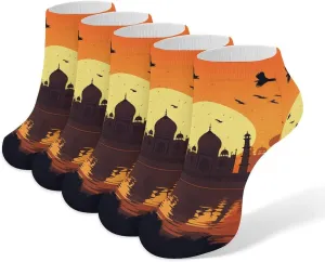 Silhouette Building Birds Ankle Socks Soft Breathable No Show Socks Comfortable Cotton Low Cut Casual Socks for Women Men 5 Pairs