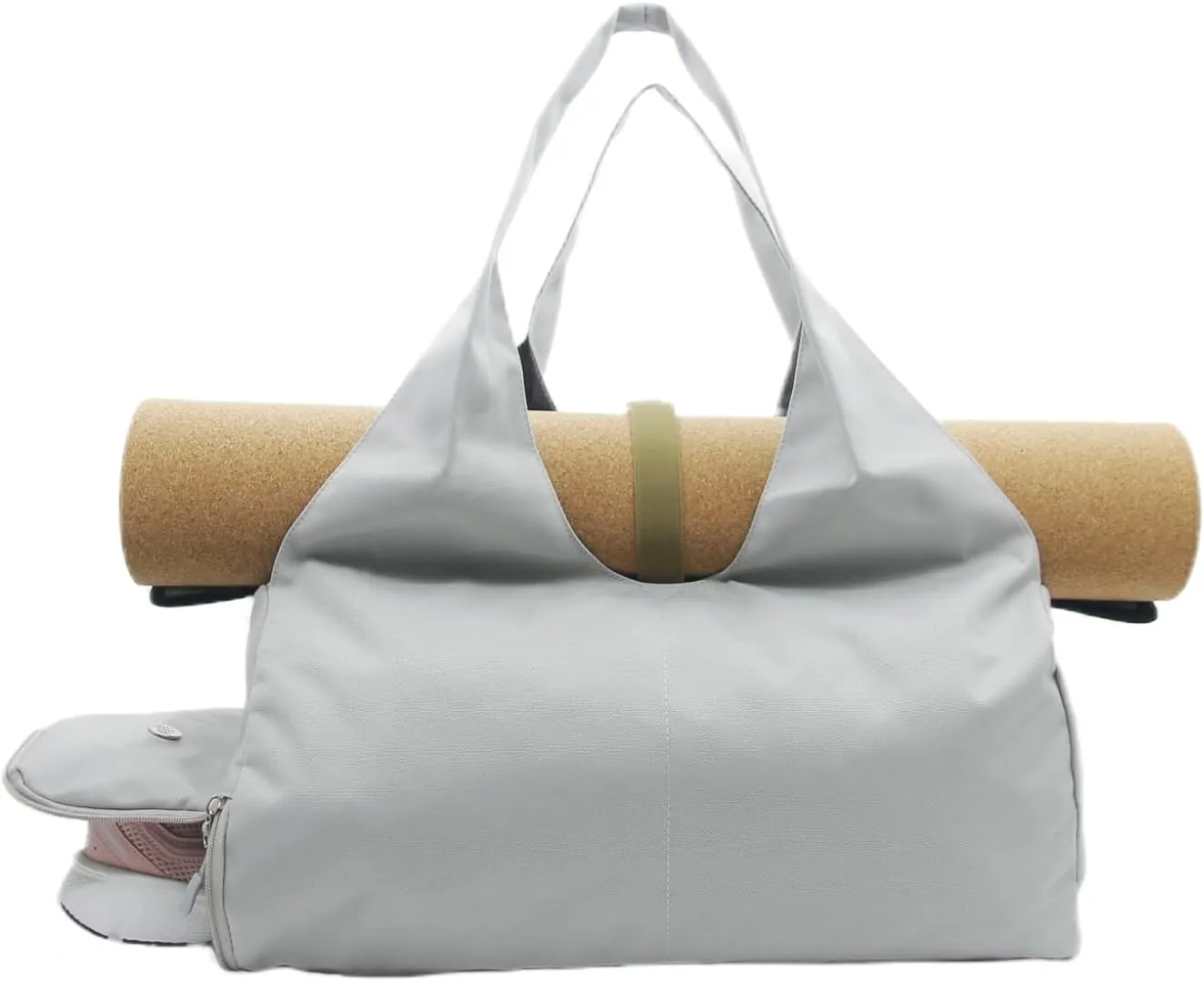 Small Gym Bag for Women with Shoe Compartment & Wet Pocket Sports Travel Duffel Bag,Yoga Gym Totes With Mat Holder,Waterproof Carry On Weekender Overnight Bag, Grey, Gym Duffel Bag With Shoe