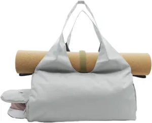 Small Gym Bag for Women with Shoe Compartment & Wet Pocket Sports Travel Duffel Bag,Yoga Gym Totes With Mat Holder,Waterproof Carry On Weekender Overnight Bag, Grey, Gym Duffel Bag With Shoe