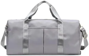 Small Size Gym Bag for Women and Men, Workout Bag for Sports and Weekend Getaway, Waterproof Travel Duffel Bag with Shoe and Wet Clothes Compartments, GREY, Travel Duffel Bag