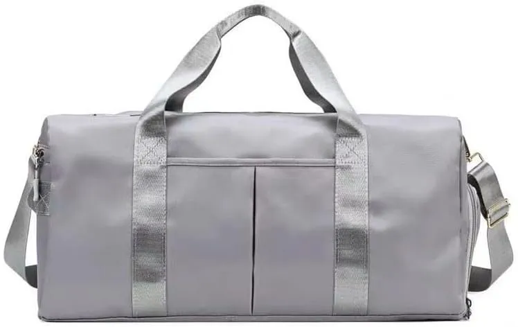Small Size Gym Bag for Women and Men, Workout Bag for Sports and Weekend Getaway, Waterproof Travel Duffel Bag with Shoe and Wet Clothes Compartments, GREY, Travel Duffel Bag