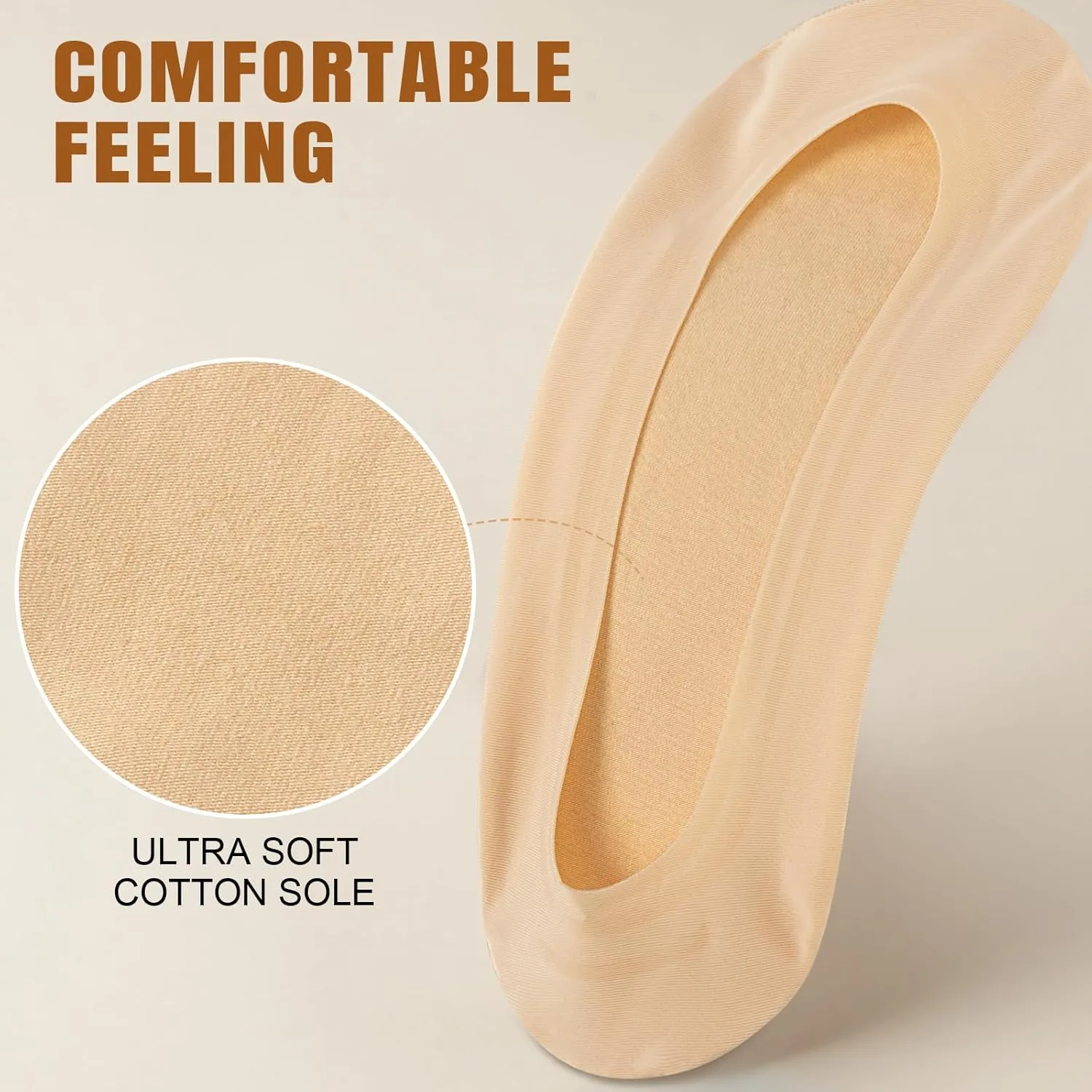 Sofier No Show Socks Womens, Non Slip Ultra Low Cut 6 Pairs Thin Silky Footies Cotton Sole Invisible Socks Flats Loafers