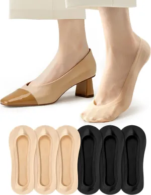 Sofier No Show Socks Womens, Non Slip Ultra Low Cut 6 Pairs Thin Silky Footies Cotton Sole Invisible Socks Flats Loafers