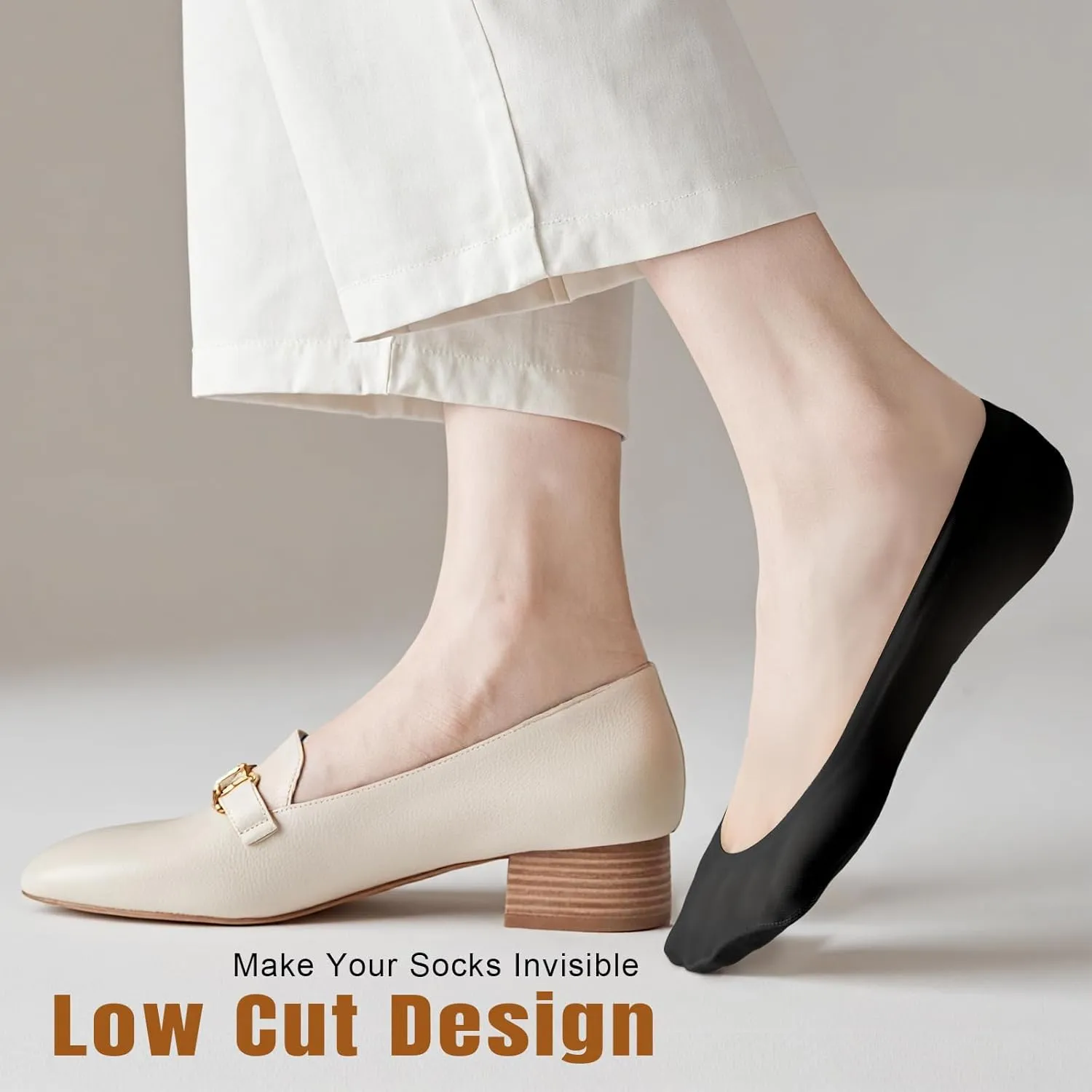 Sofier No Show Socks Womens, Non Slip Ultra Low Cut 6 Pairs Thin Silky Footies Cotton Sole Invisible Socks Flats Loafers