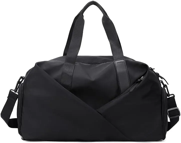 Sports Bag Duffel Yoga Bag Gym Bag Shoes Compartment Dry & Wet Separation Waterproof Messenger Bag Handbag Fitness Bag for men & women (black)