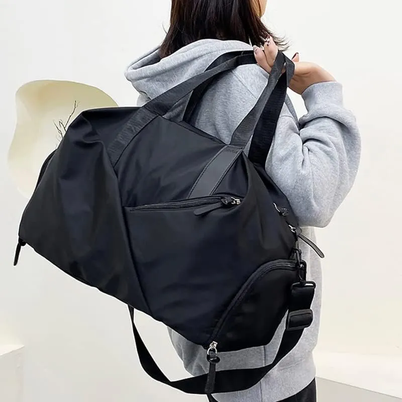 Sports Bag Duffel Yoga Bag Gym Bag Shoes Compartment Dry & Wet Separation Waterproof Messenger Bag Handbag Fitness Bag for men & women (black)