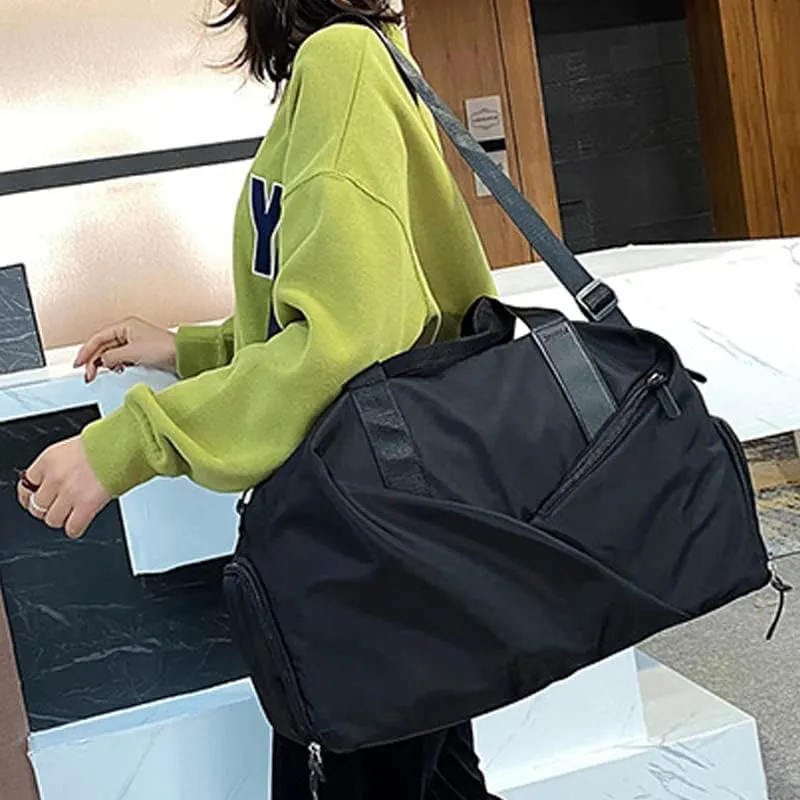 Sports Bag Duffel Yoga Bag Gym Bag Shoes Compartment Dry & Wet Separation Waterproof Messenger Bag Handbag Fitness Bag for men & women (black)