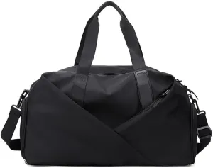 Sports Bag Duffel Yoga Bag Gym Bag Shoes Compartment Dry & Wet Separation Waterproof Messenger Bag Handbag Fitness Bag for men & women (black)
