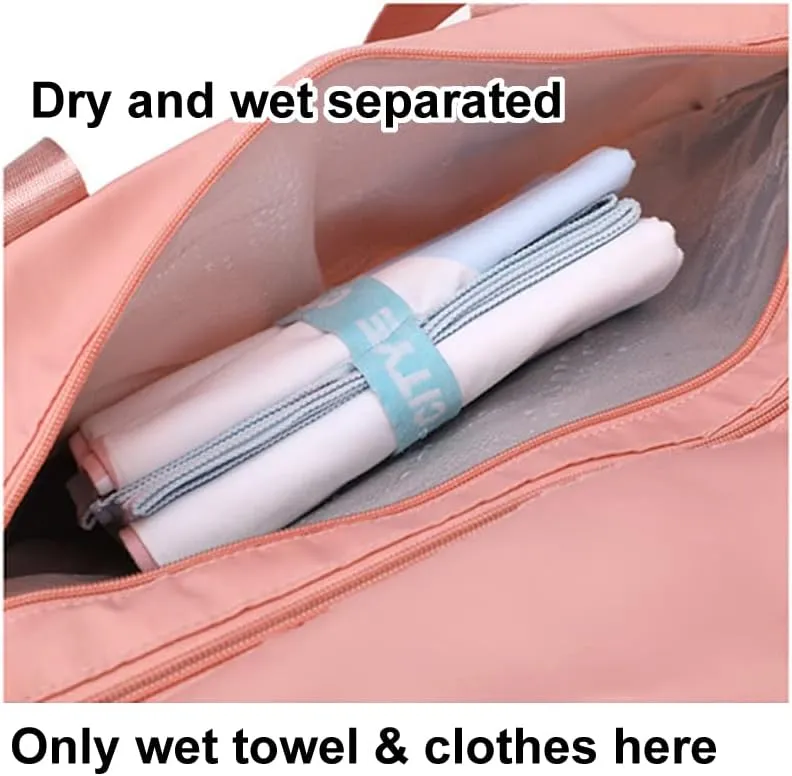 Sports Bag Duffel Yoga Bag Gym Bag Shoes Compartment Dry & Wet Separation Waterproof Messenger Bag Handbag Fitness Bag for men & women (pink)