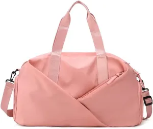 Sports Bag Duffel Yoga Bag Gym Bag Shoes Compartment Dry & Wet Separation Waterproof Messenger Bag Handbag Fitness Bag for men & women (pink)
