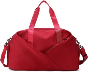 Sports Bag Duffel Yoga Bag Gym Bag Shoes Compartment Dry & Wet Separation Waterproof Messenger Bag Handbag Fitness Bag for men & women (red)