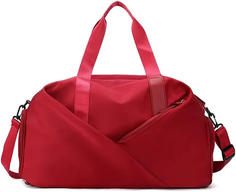 Sports Bag Duffel Yoga Bag Gym Bag Shoes Compartment Dry & Wet Separation Waterproof Messenger Bag Handbag Fitness Bag for men & women (red)