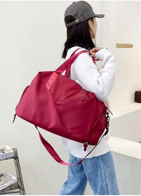 Sports Bag Duffel Yoga Bag Gym Bag Shoes Compartment Dry & Wet Separation Waterproof Messenger Bag Handbag Fitness Bag for men & women (red)