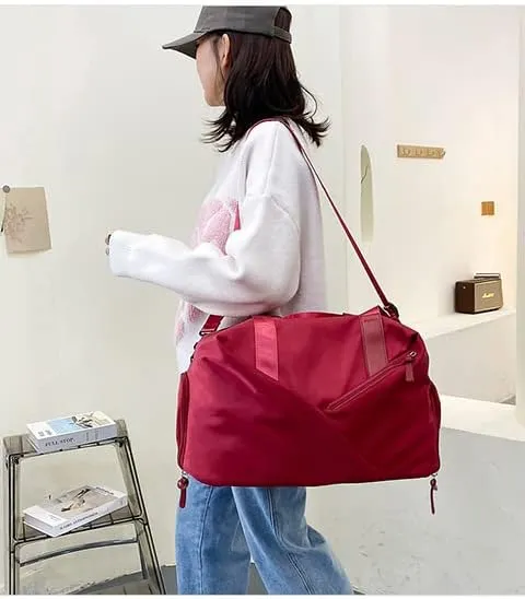 Sports Bag Duffel Yoga Bag Gym Bag Shoes Compartment Dry & Wet Separation Waterproof Messenger Bag Handbag Fitness Bag for men & women (red)