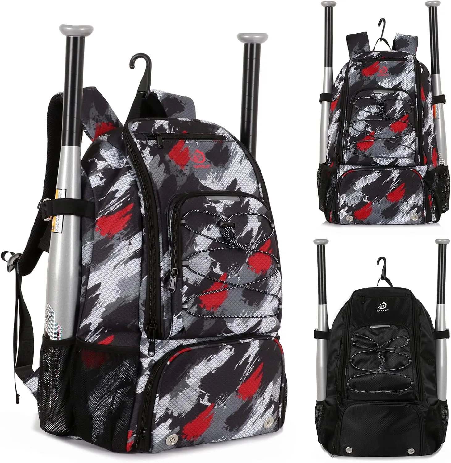 Sports Baseball&Softball Bat Bag For Youth｜Adults, Baseball Equipment Backpack Bag with Shoe Compartment,Fence Hook,Holds Bat, Helmet, Glove