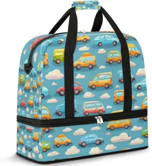 Sports Duffel Bag, Foldable Cars Travel Duffel Bag, Gym Yoga Beach Bag Weekender Overnight Bag with Shoes Compartment for Men Women, Truck