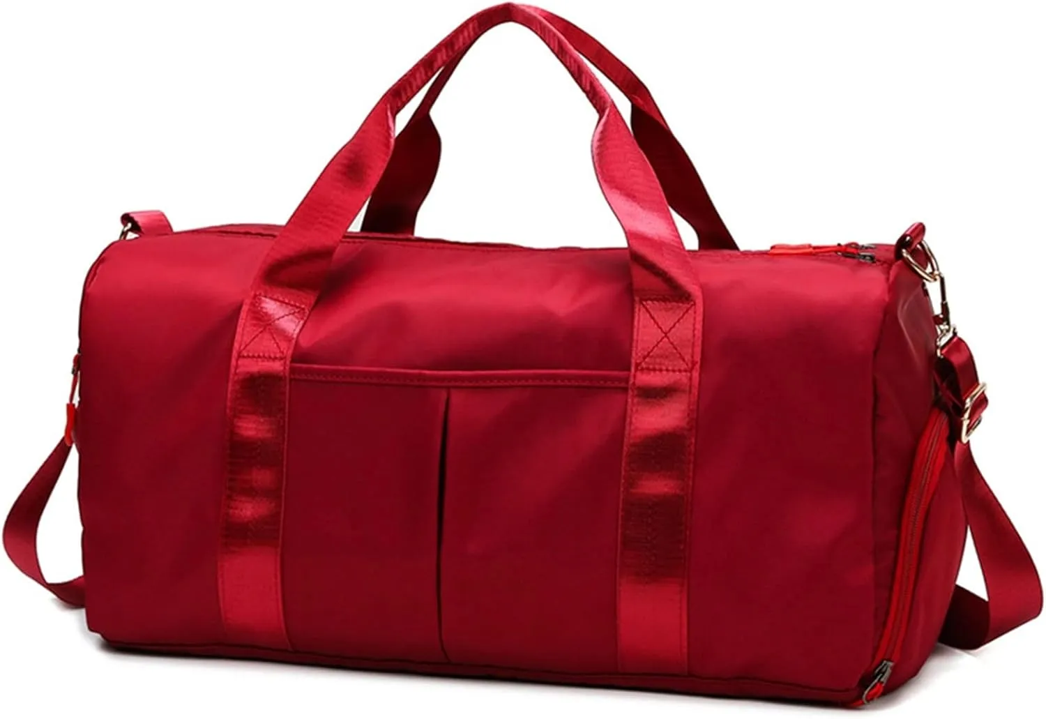 Sports Duffel Bags Gym Bags Waterproof Nylon Outdoor Sports Training Fitness Travel Yoga Ultralight Bag Men Women Handbag with Shoes Compartment(Burgundy)