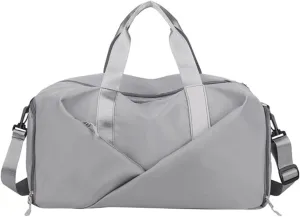 Sports Duffel Bags Gym Travel Bag Women's Nylon Waterproof Yoga Fitness Sport Bags With Shoes Compartment Large Capacity Training Handbag XA193L(Grey)