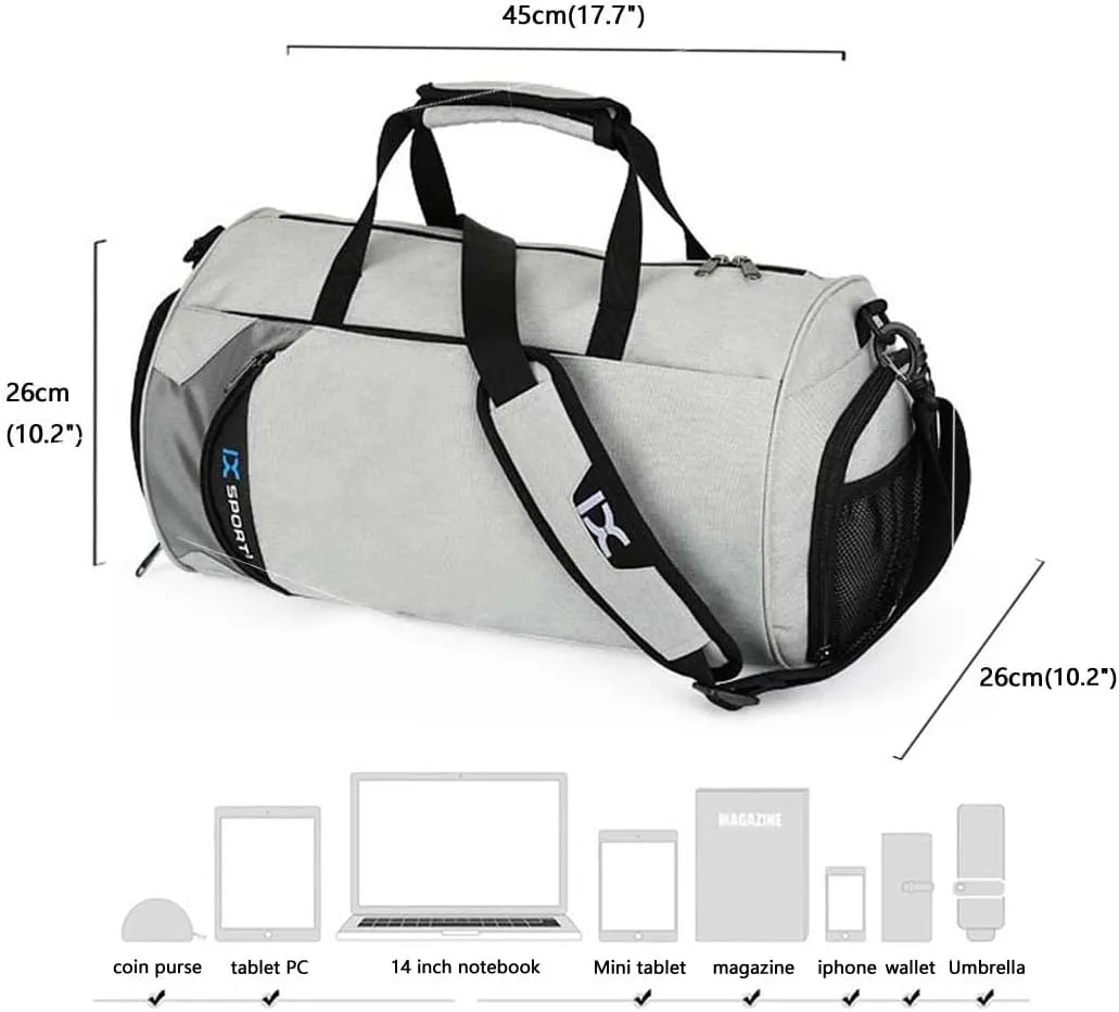 Sports Gym Bag with Wet Pocket & Shoes Compartment,Travel Duffel Bag for Men and Women for Sports/Gyms/Weekend Getaway., Black