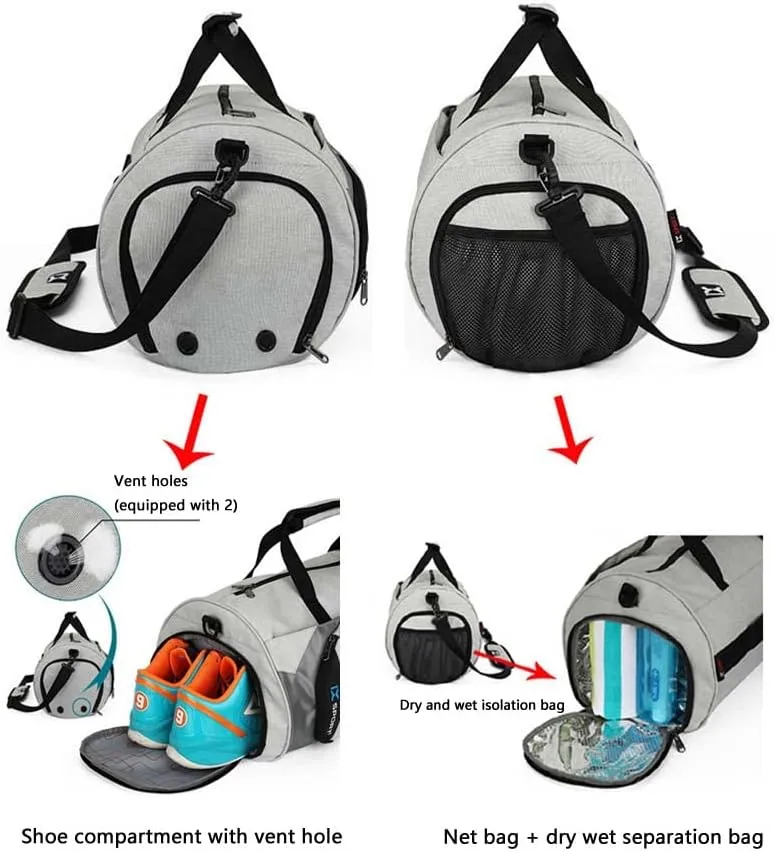 Sports Gym Bag with Wet Pocket & Shoes Compartment,Travel Duffel Bag for Men and Women for Sports/Gyms/Weekend Getaway., Dark Grey