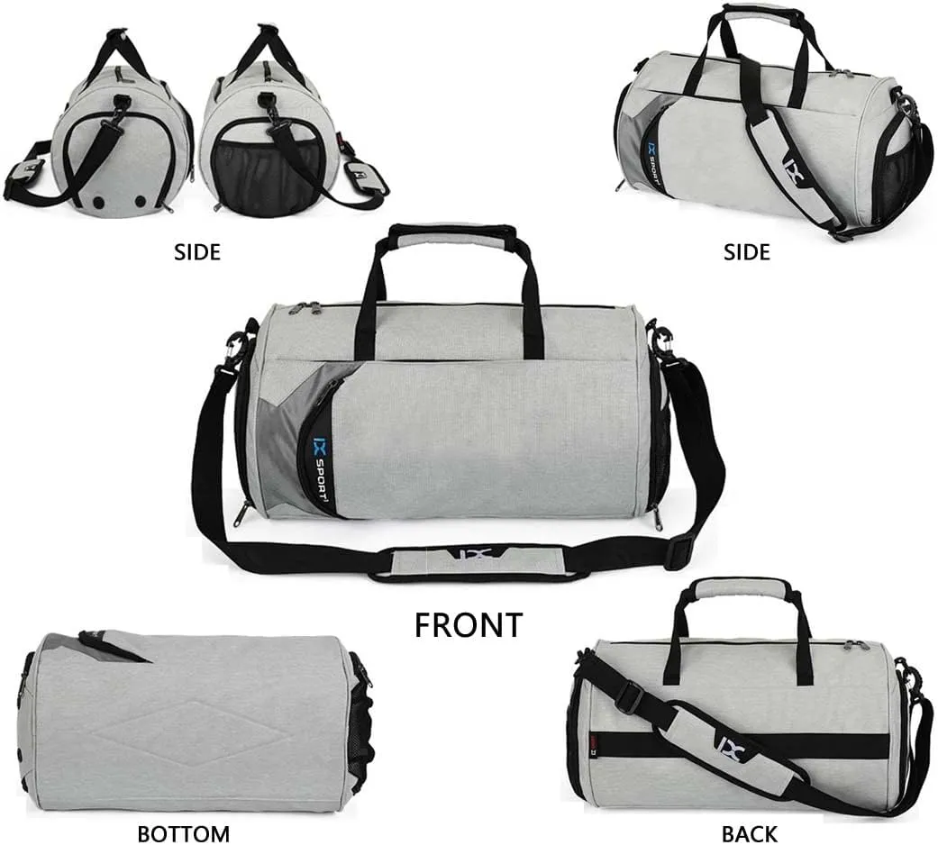 Sports Gym Bag with Wet Pocket & Shoes Compartment,Travel Duffel Bag for Men and Women for Sports/Gyms/Weekend Getaway., Light Grey