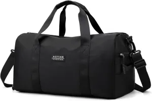 Sports Gym Duffle Bag for Men and Women, Travel Duffel Bags with Shoes Compartment and Wet Pocket, Oxford Waterproof Weekender Overnight Carry on Bag for Yoga Fitness Airplane, Black, Sports Gym