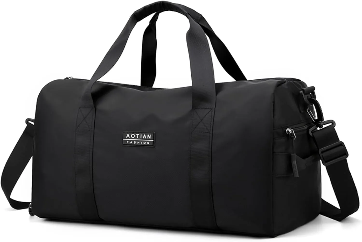 Sports Gym Duffle Bag for Men and Women, Travel Duffel Bags with Shoes Compartment and Wet Pocket, Oxford Waterproof Weekender Overnight Carry on Bag for Yoga Fitness Airplane, Black, Sports Gym