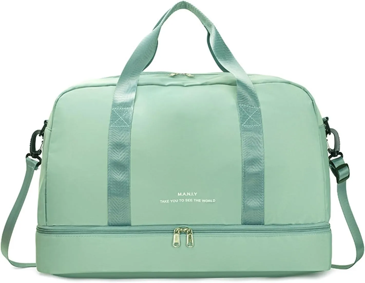 Sports Travel Duffel Bag for Women,Light Gym Bag with Shoe Compartment,Large Capacity Weekender Overnight with Wet Pocket for Lady Travel, Gym, Yoga Black, Green