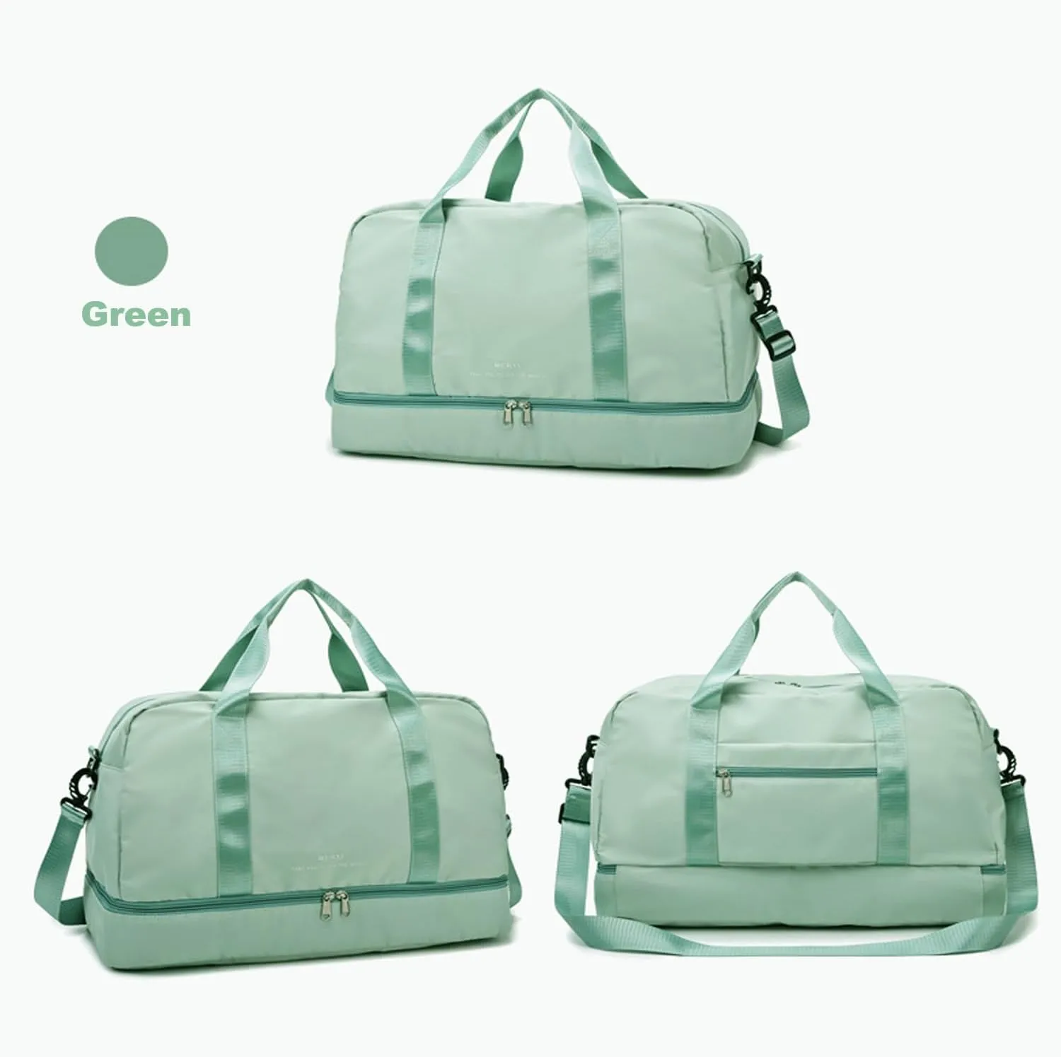 Sports Travel Duffel Bag for Women,Light Gym Bag with Shoe Compartment,Large Capacity Weekender Overnight with Wet Pocket for Lady Travel, Gym, Yoga Black, Green
