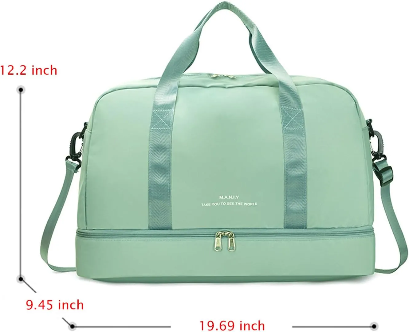 Sports Travel Duffel Bag for Women,Light Gym Bag with Shoe Compartment,Large Capacity Weekender Overnight with Wet Pocket for Lady Travel, Gym, Yoga Black, Green