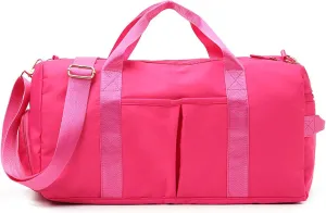 Sports Travel Duffel Bag with Wet Pocket & Shoes Compartment Water Resistant Weekender Bag for Women and Men red rose 20-35L