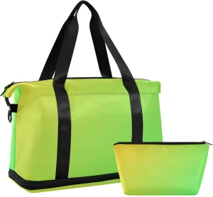 Spring Green Gold Weekender Bags for Women Travel Duffel Bags with Shoe Compartment Overnight Bag Carry on Sports Duffel Bag with Toiletry Bag for Travel/Business/Gift Spring Green Gold