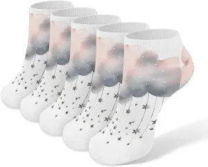 Stars And Clouds Ankle Socks Soft Breathable No Show Socks Comfortable Cotton Low Cut Casual Socks for Women Men 5 Pairs