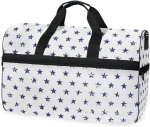 susiyo 4th Of July Blue Star Sports Gym Bag, Travel Duffel Bag with Shoes Compartment Overnight Weekender Workout Bag for Men Women
