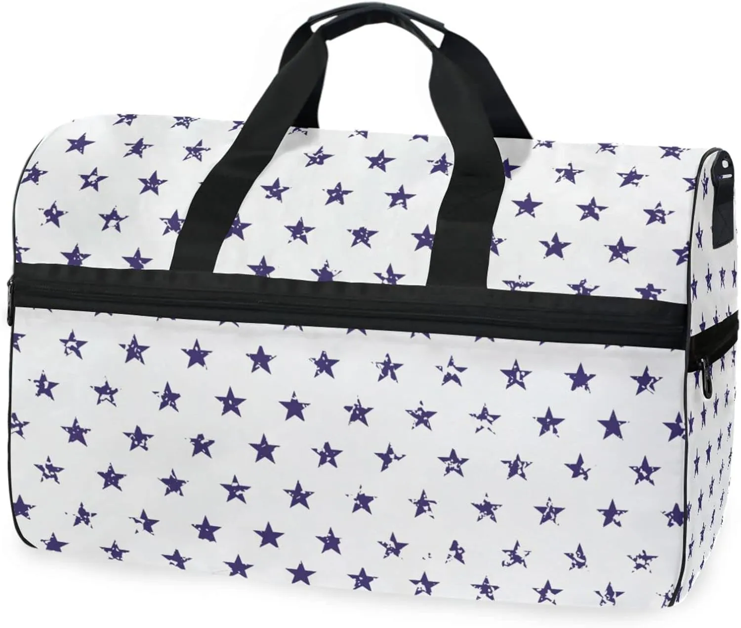 susiyo 4th Of July Blue Star Sports Gym Bag, Travel Duffel Bag with Shoes Compartment Overnight Weekender Workout Bag for Men Women