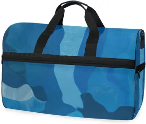 susiyo Dark Blue Color Grunge Texture Sports Gym Bag, Travel Duffel Bag with Shoes Compartment Overnight Weekender Workout Bag for Men Women