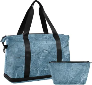 susiyo Duffel Bags Gym Bag for Women, Cold Gray Blue Texture Sports Travel Duffel Bag with Shoes Compartment, Perfect for Travel, Gym