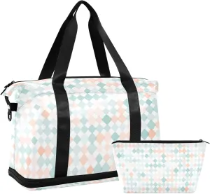 susiyo Duffel Bags Gym Bag for Women, Green and Yellow Spots Sports Travel Duffel Bag with Shoes Compartment, Perfect for Travel, Gym